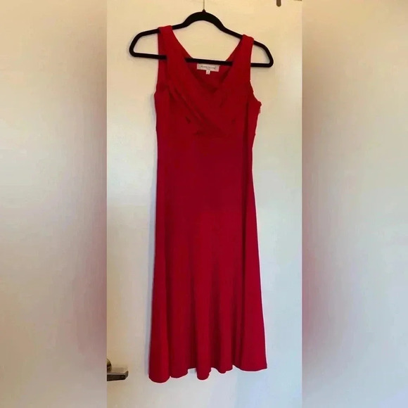 Evan Picone Red Sleeveless Dress with Criss Cross at the Chest Size 4 - Picture 1 of 6